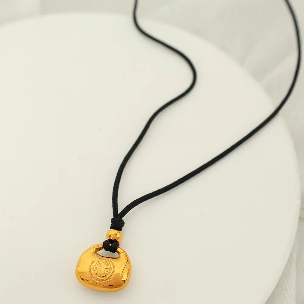 Wholesale Jewelry Chinoiserie Ethnic Style Classic Style Lock 304 Stainless Steel Plating Pendant Necklace