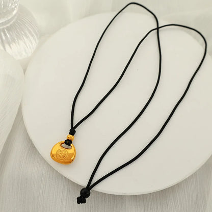 Wholesale Jewelry Chinoiserie Ethnic Style Classic Style Lock 304 Stainless Steel Plating Pendant Necklace