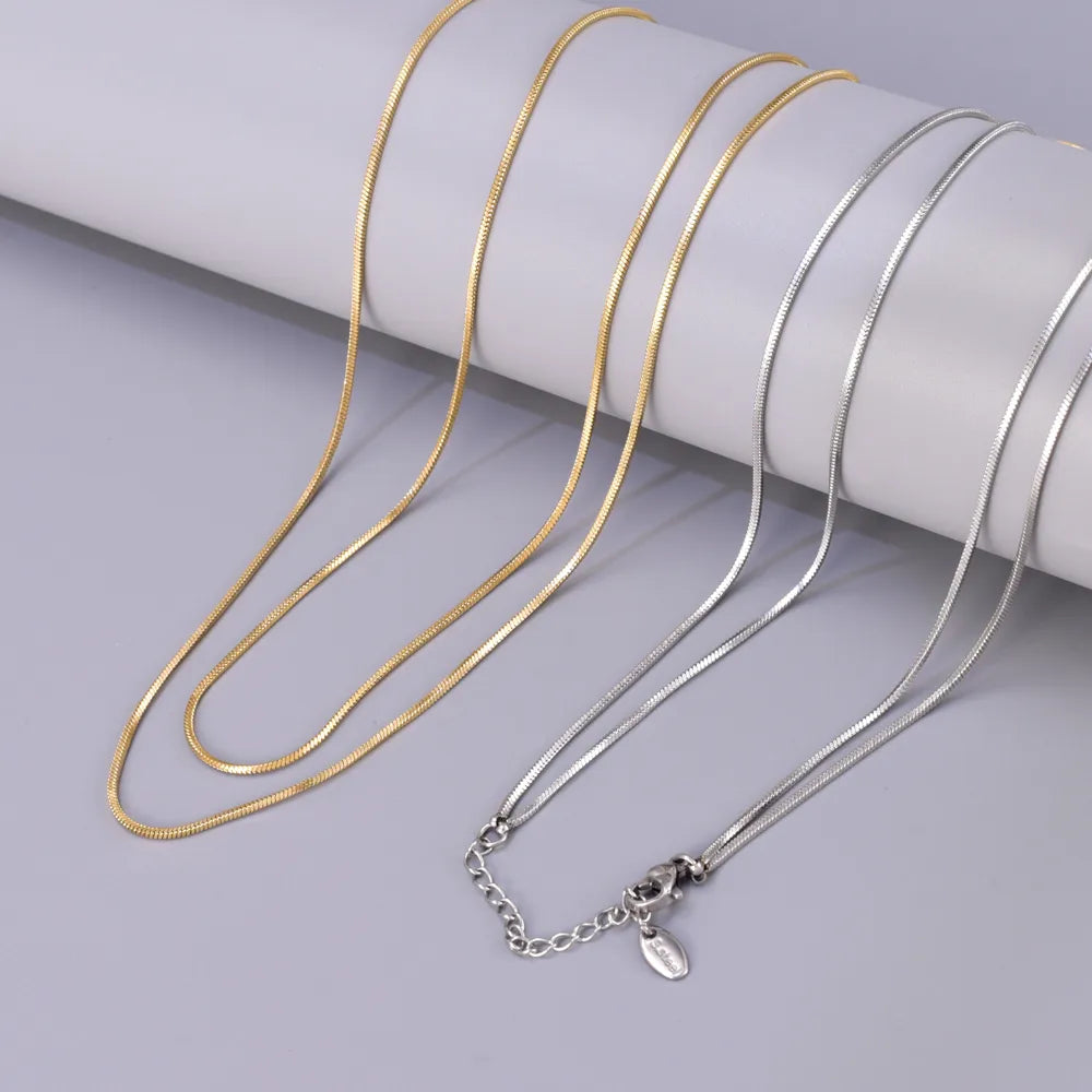 Wholesale Jewelry Classic Style British Style Streetwear Solid Color 304 Stainless Steel Titanium Steel 18K Gold Plated Double Layer Necklaces