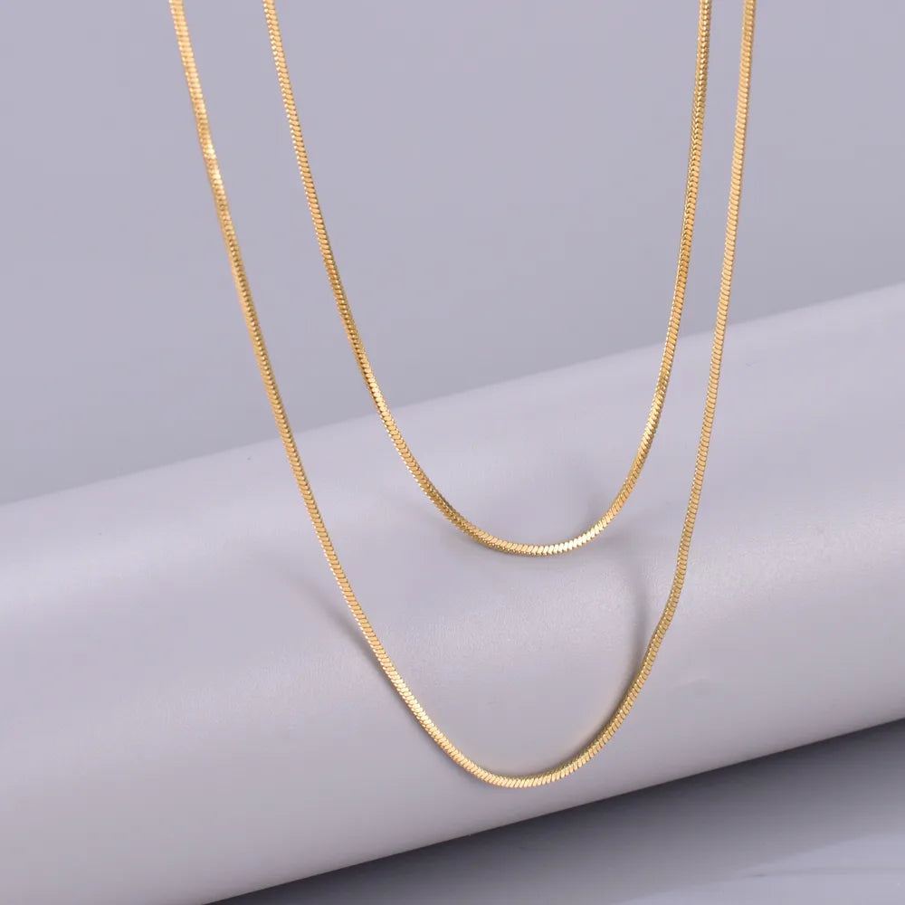 Wholesale Jewelry Classic Style British Style Streetwear Solid Color 304 Stainless Steel Titanium Steel 18K Gold Plated Double Layer Necklaces