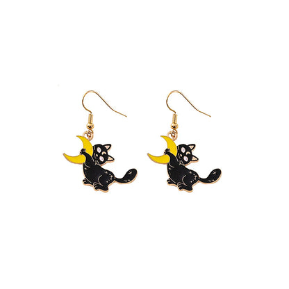 Wholesale Jewelry Classic Style Cat Alloy Enamel Earrings