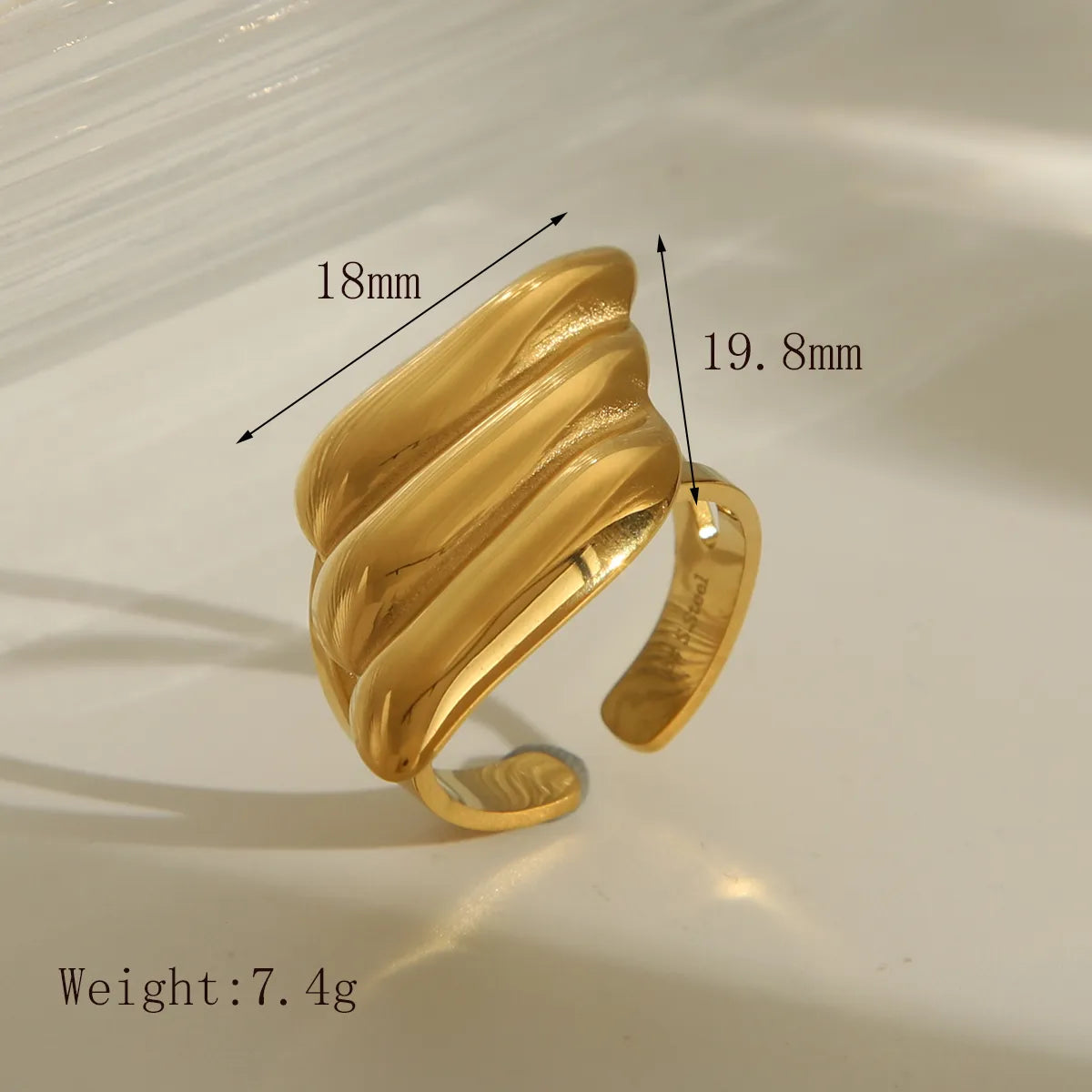 Wholesale Jewelry Classic Style Commute Cool Style Solid Color Wings 304 Stainless Steel 18K Gold Plated Open Rings