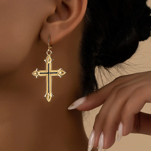 Wholesale Jewelry Classic Style Cross Alloy Plating Drop Earrings