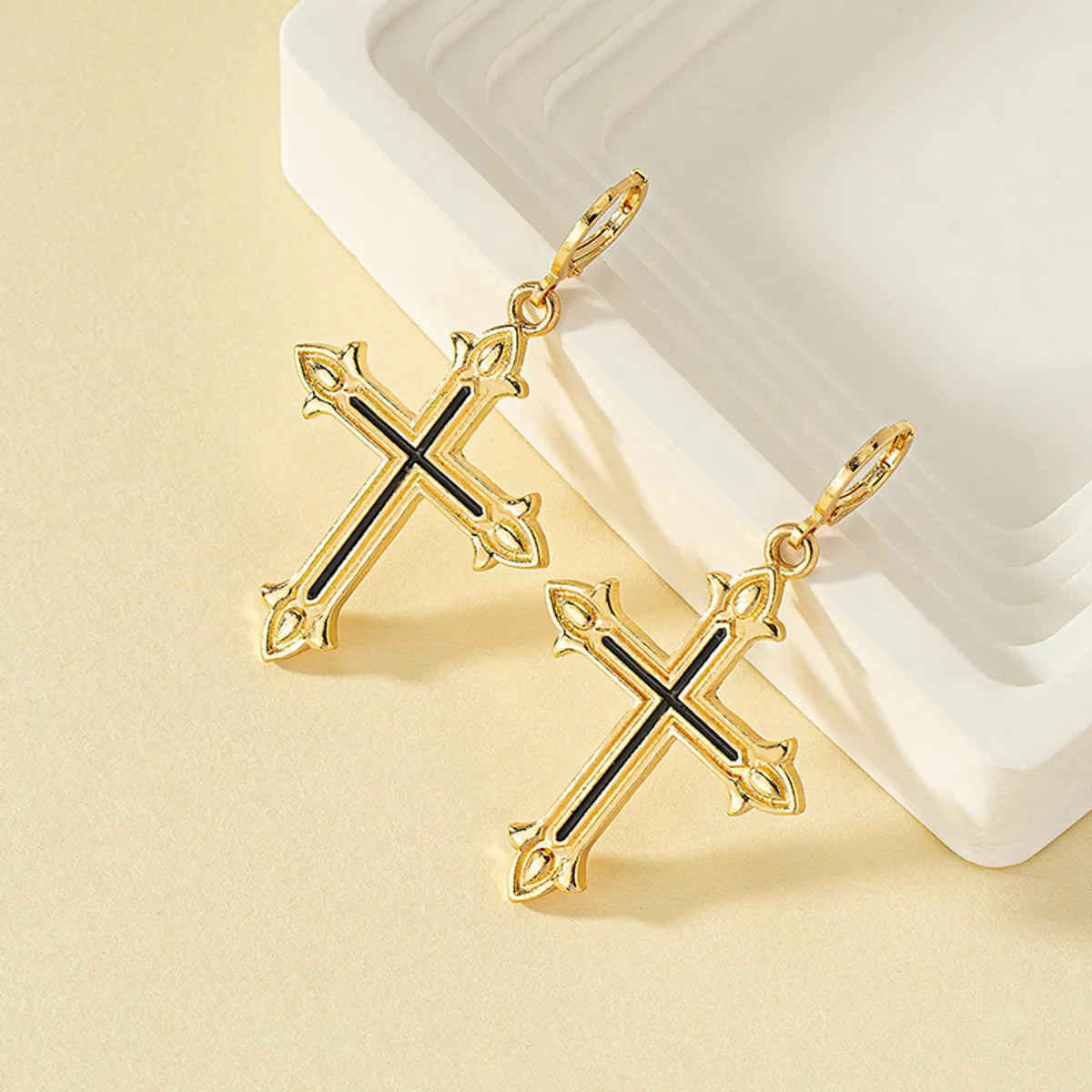 Wholesale Jewelry Classic Style Cross Alloy Plating Drop Earrings