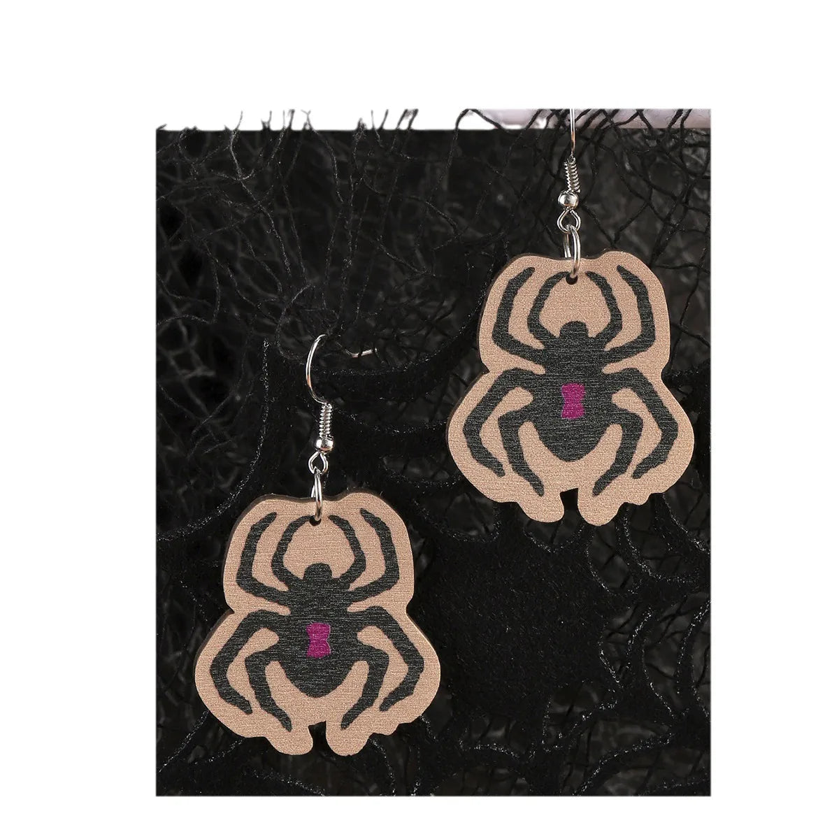 Wholesale Jewelry Classic Style Insect Spider Wood Printing Earrings