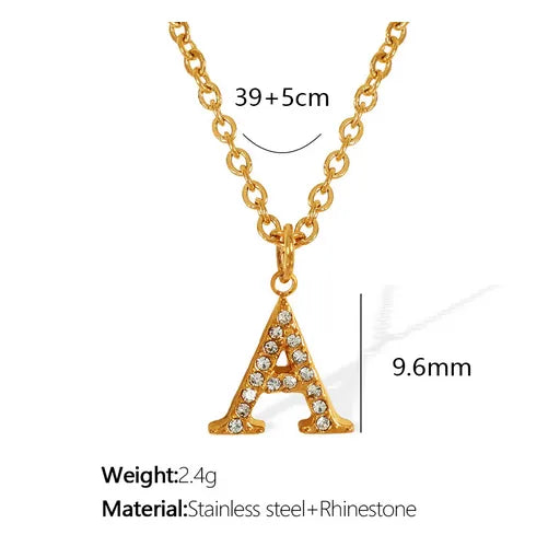 Wholesale Jewelry Classic Style Letter Titanium Steel Rhinestones Plating Inlay Pendant Necklace