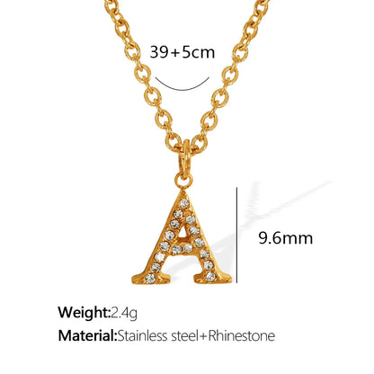 Wholesale Jewelry Classic Style Letter Titanium Steel Rhinestones Plating Inlay Pendant Necklace