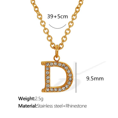 Wholesale Jewelry Classic Style Letter Titanium Steel Rhinestones Plating Inlay Pendant Necklace