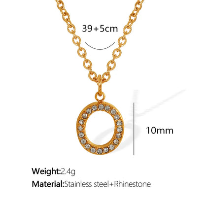 Wholesale Jewelry Classic Style Letter Titanium Steel Rhinestones Plating Inlay Pendant Necklace