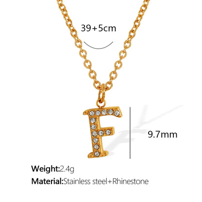 Wholesale Jewelry Classic Style Letter Titanium Steel Rhinestones Plating Inlay Pendant Necklace