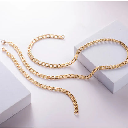 Wholesale Jewelry Classic Style Pattern 304 Stainless Steel 18K Gold Plated Bracelets Necklace Jewelry Set