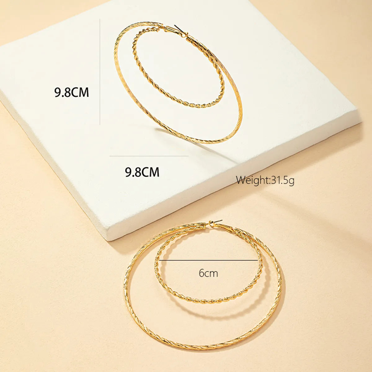 Wholesale Jewelry Classic Style Solid Color Alloy Ferroalloy 14k Gold Plated Plating Hoop Earrings