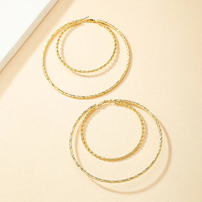 Wholesale Jewelry Classic Style Solid Color Alloy Ferroalloy 14k Gold Plated Plating Hoop Earrings