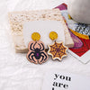 Wholesale Jewelry Classic Style Spider Wood Printing Drop Earrings