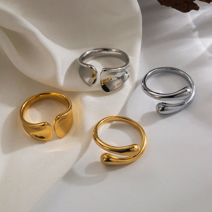 Wholesale Jewelry Classic Style Streetwear Solid Color Snake-Shaped 304 Stainless Steel 18K Gold Plated Open Rings