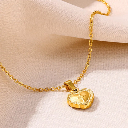 Wholesale Jewelry Classical Cross Heart Shape 304 Stainless Steel 18K Gold Plated Plating