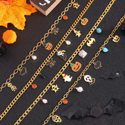 Wholesale Jewelry Classical Exaggerated Simple Style Pumpkin Skull 304 Stainless Steel Necklace