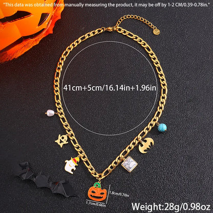 Wholesale Jewelry Classical Exaggerated Simple Style Pumpkin Skull 304 Stainless Steel Necklace