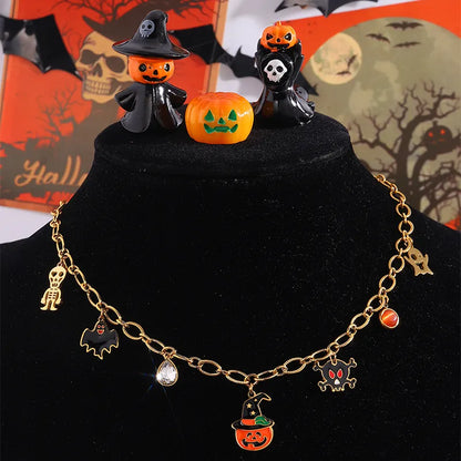 Wholesale Jewelry Classical Exaggerated Simple Style Pumpkin Skull 304 Stainless Steel Necklace