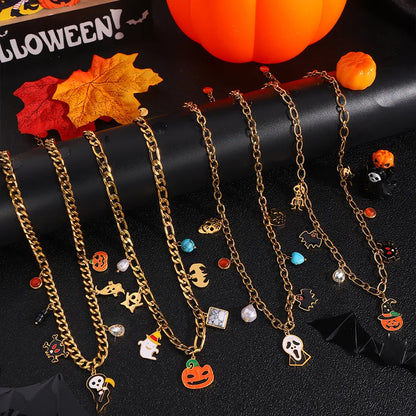 Wholesale Jewelry Classical Exaggerated Simple Style Pumpkin Skull 304 Stainless Steel Necklace