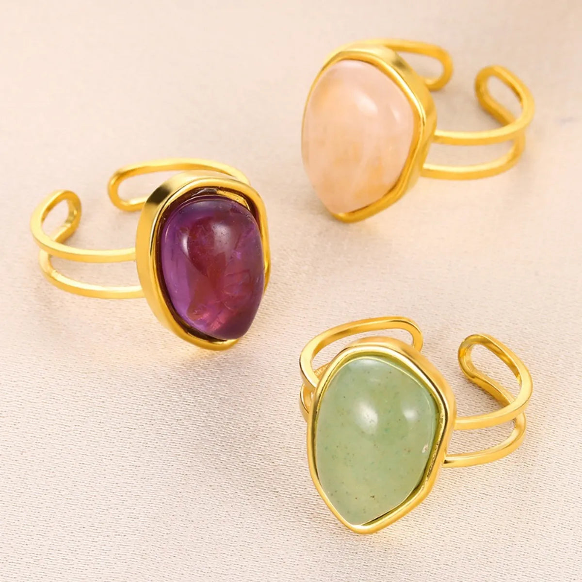 Wholesale Jewelry Classical Retro Simple Style Geometric 304 Stainless Steel Natural Stone Rings