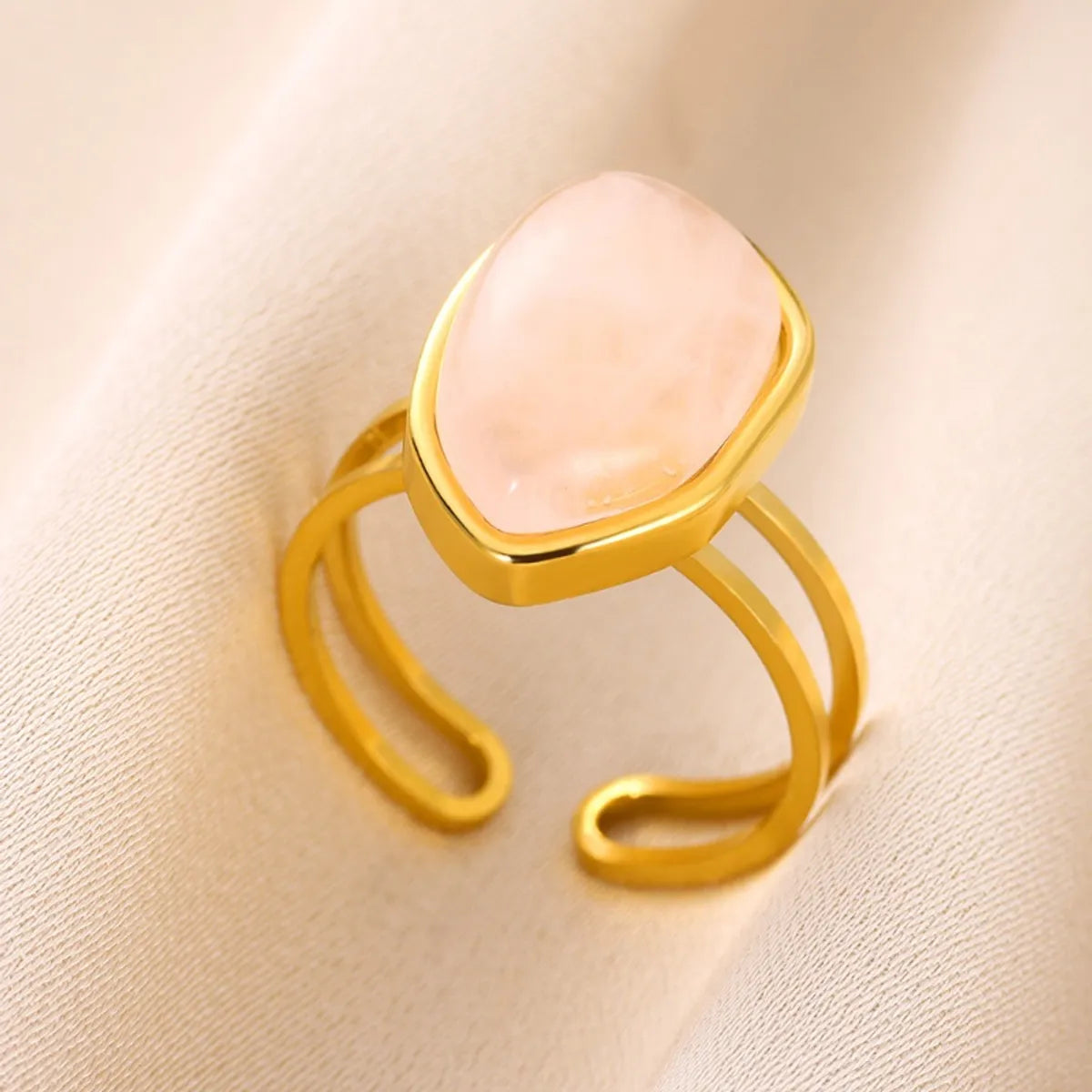 Wholesale Jewelry Classical Retro Simple Style Geometric 304 Stainless Steel Natural Stone Rings