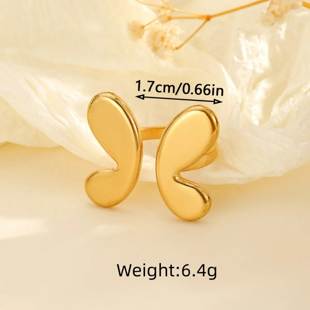 Wholesale Jewelry Classical Romantic Solid Color Butterfly Bow Knot 304 Stainless Steel Open Rings