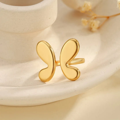 Wholesale Jewelry Classical Romantic Solid Color Butterfly Bow Knot 304 Stainless Steel Open Rings