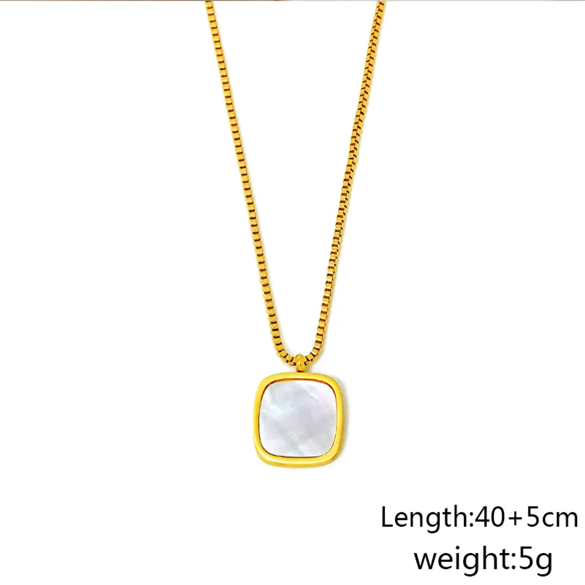 Wholesale Jewelry Classical Square 304 Stainless Steel Shell Gold Plated Pendant Necklace