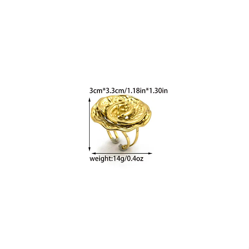 Wholesale Jewelry Classical Sweet Flower 304 Stainless Steel 14K Gold Plated Open Rings