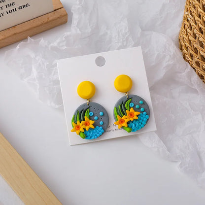 Wholesale Jewelry Color Flower Soft  Earrings Nihaojewelry