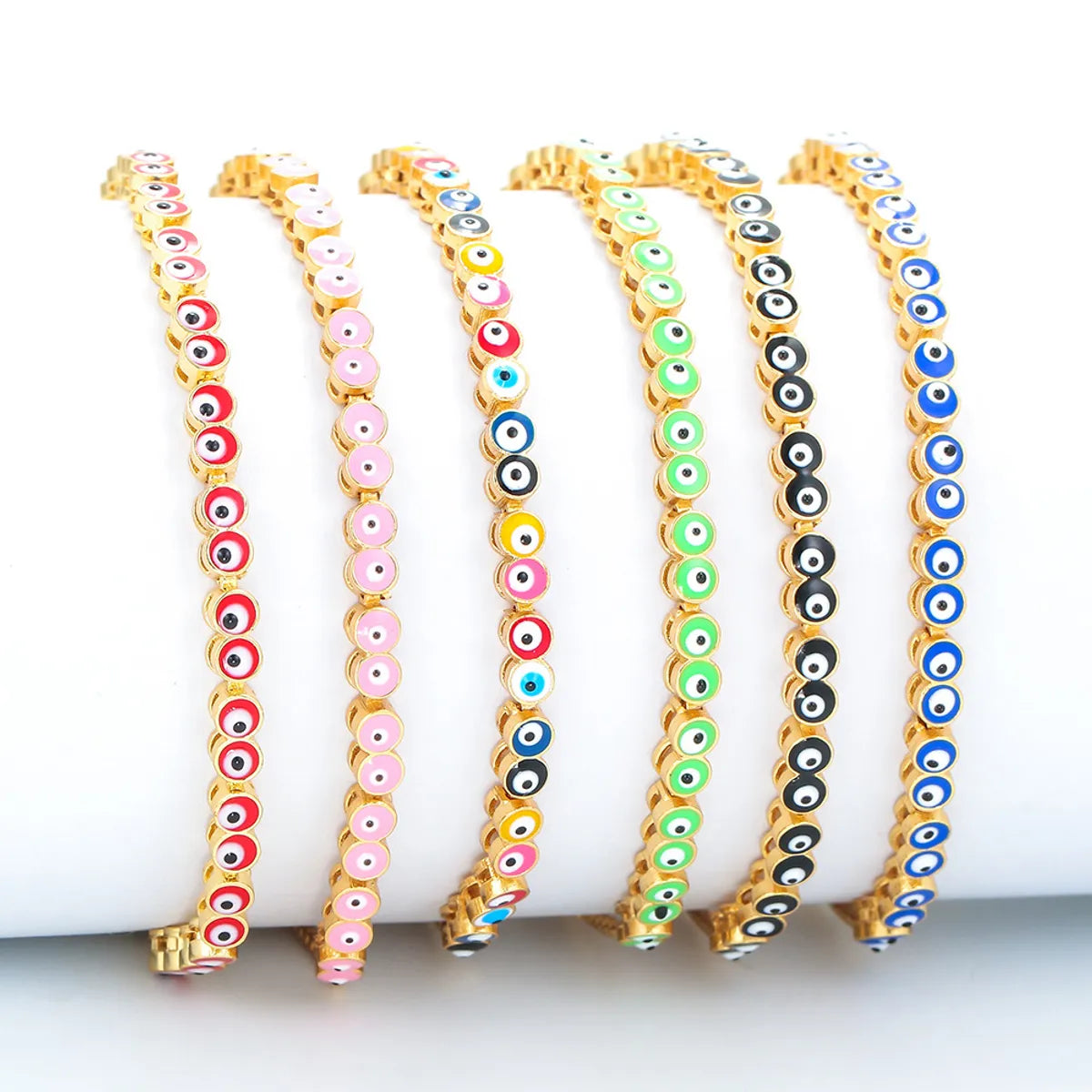 Cross-border New Arrival Colorful Oil Necklace Adjustable Bracelet Female Eyes Rainbow Color Retractable Bracelet Spot One Piece Dropshipping