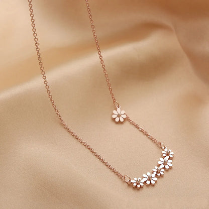 Wholesale Jewelry Commute Daisy 201 Stainless Steel Titanium Steel Rose Gold Plated White Gold Plated Gold Plated Necklace