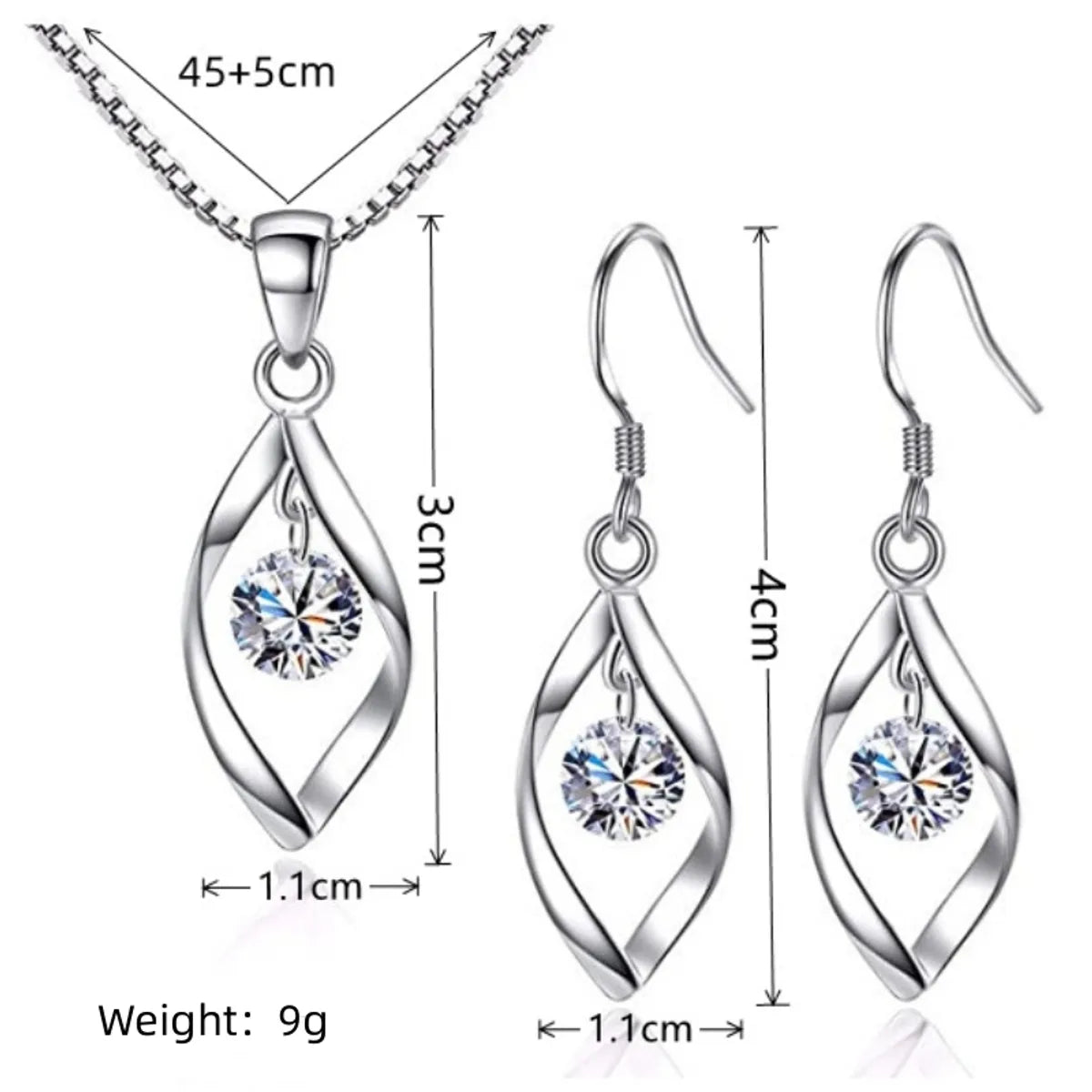 Commute Solid Color Alloy Iron Plating Inlay Zircon Women'S Earrings Necklace