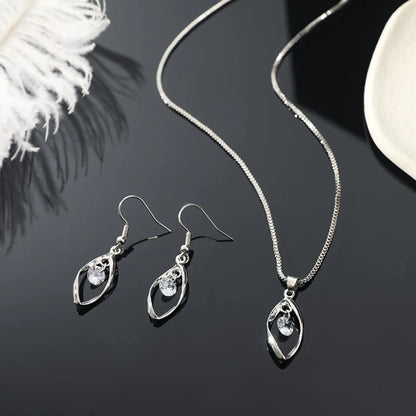 Commute Solid Color Alloy Iron Plating Inlay Zircon Women'S Earrings Necklace