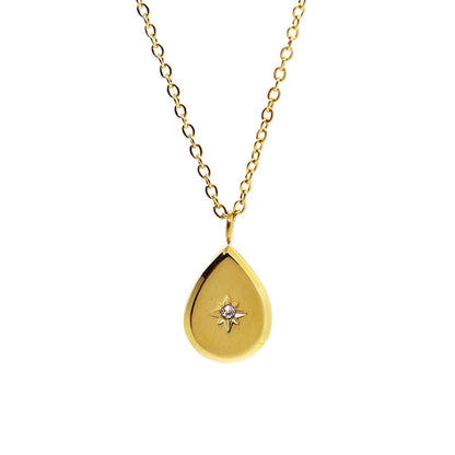 Wholesale Jewelry Cute Beach Commute Solid Color 304 Stainless Steel Zircon 18K Gold Plated Inlay Pendant Necklace