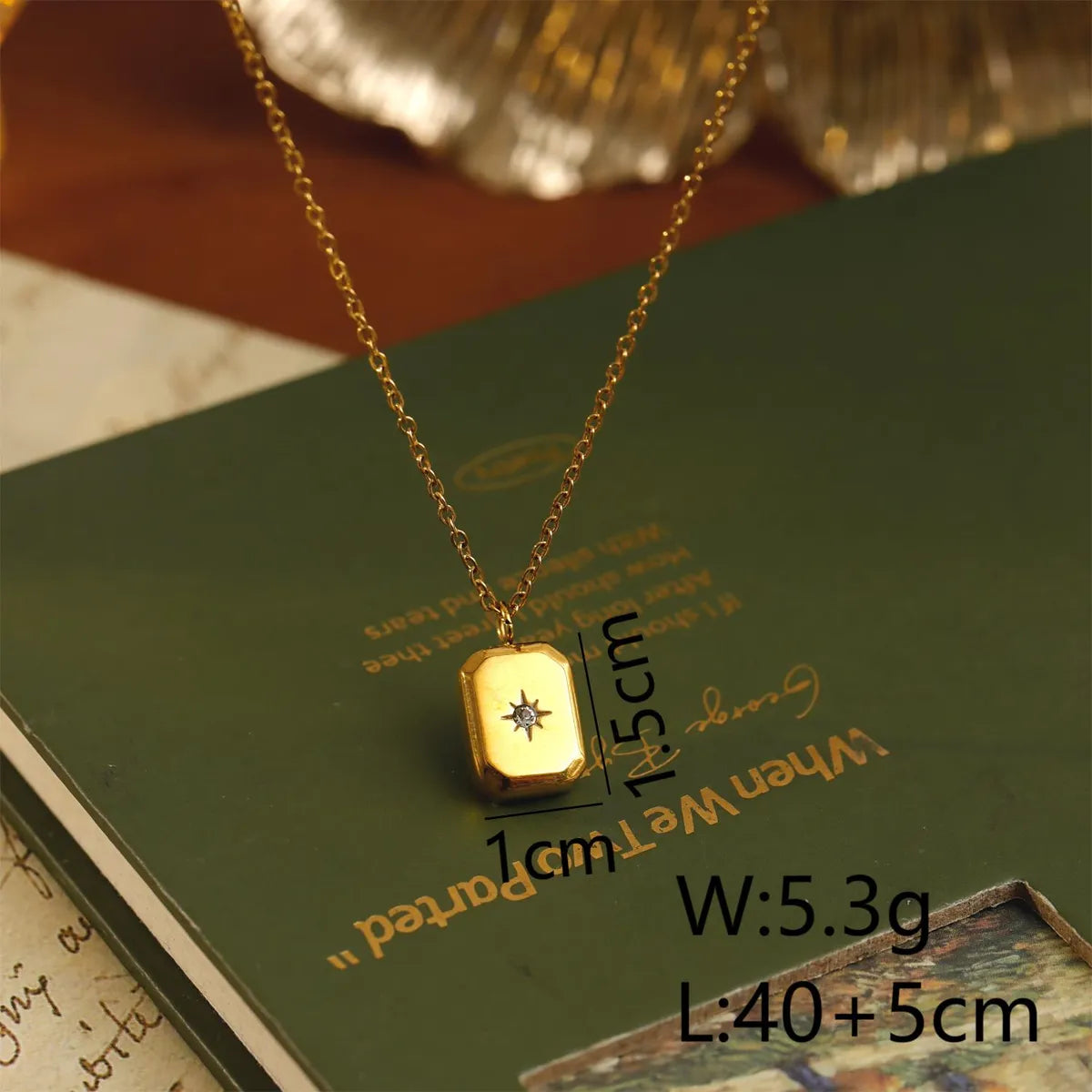 Wholesale Jewelry Cute Beach Commute Solid Color 304 Stainless Steel Zircon 18K Gold Plated Inlay Pendant Necklace