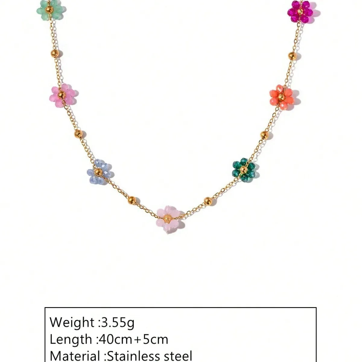 Wholesale Jewelry Cute Beach Flower 304 Stainless Steel 18K Gold Plated Knitting Necklace