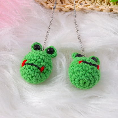 1 Pair Cute Bear Pig Frog Knit Zinc Alloy Drop Earrings