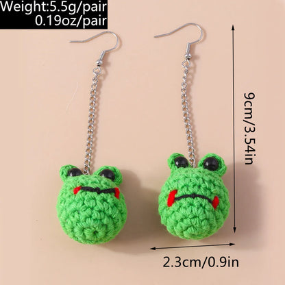 1 Pair Cute Bear Pig Frog Knit Zinc Alloy Drop Earrings