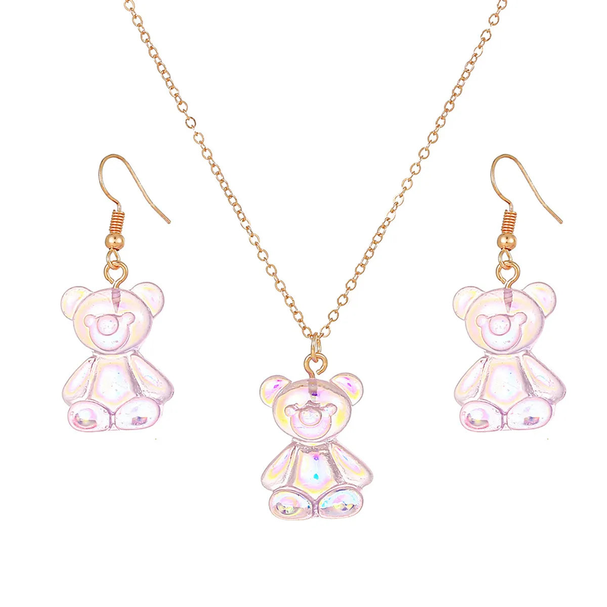 Wholesale Jewelry Cute Bear Resin Stoving Varnish Earrings Necklace