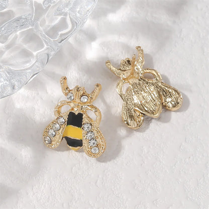 Wholesale Jewelry Cute Bee Alloy Rhinestones Enamel Inlay Ear Studs