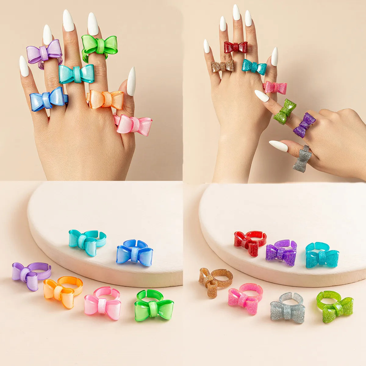 Wholesale Jewelry Cute Bow Knot Plastic Rings