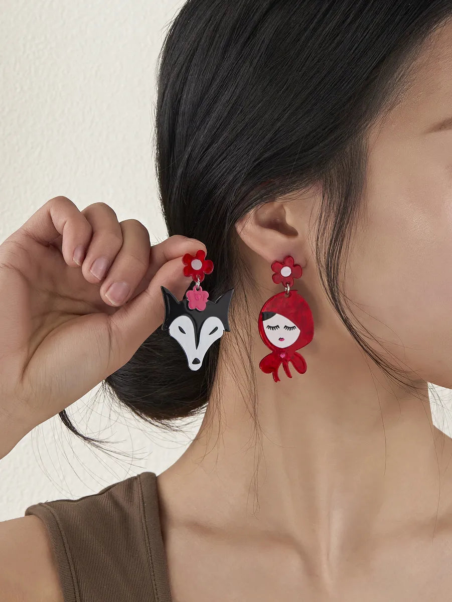 1 Pair Cute Cartoon Character Arylic Drop Earrings