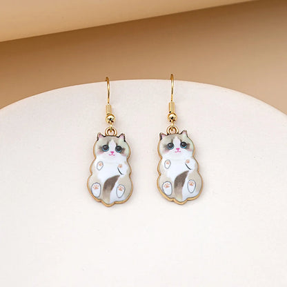 1 Pair Cute Cat Plating Alloy Drop Earrings