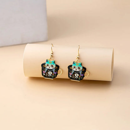 1 Pair Cute Cat Plating Alloy Drop Earrings