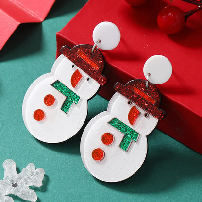 1 Pair Cute Christmas Tree Christmas Socks Snowflake Painted Arylic Drop Earrings