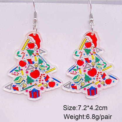 Wholesale Jewelry Cute Christmas Tree Doll Snowman Arylic Drop Earrings