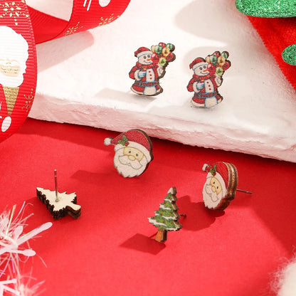 Wholesale Jewelry Cute Christmas Tree Santa Claus Arylic Ear Studs