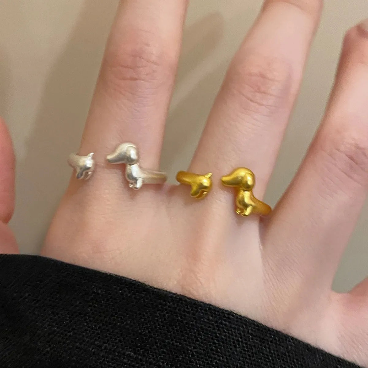 Wholesale Jewelry Cute Dog Alloy Plating Open Rings